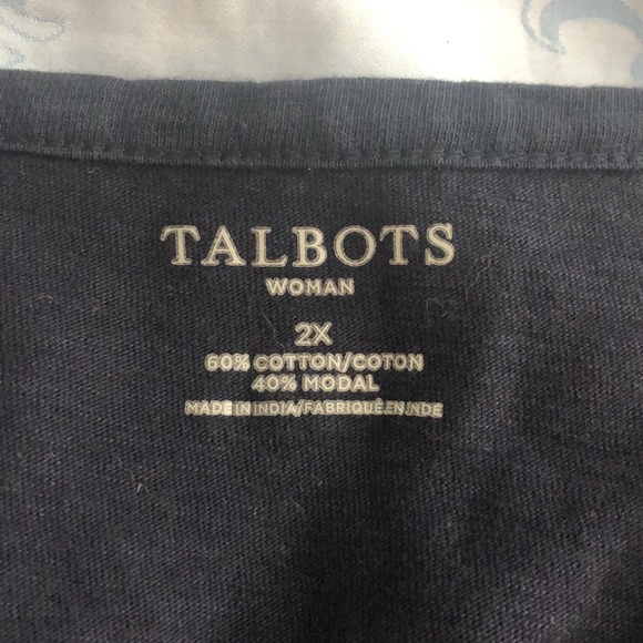 Talbots blue top with overlay design - Picture 5 of 7